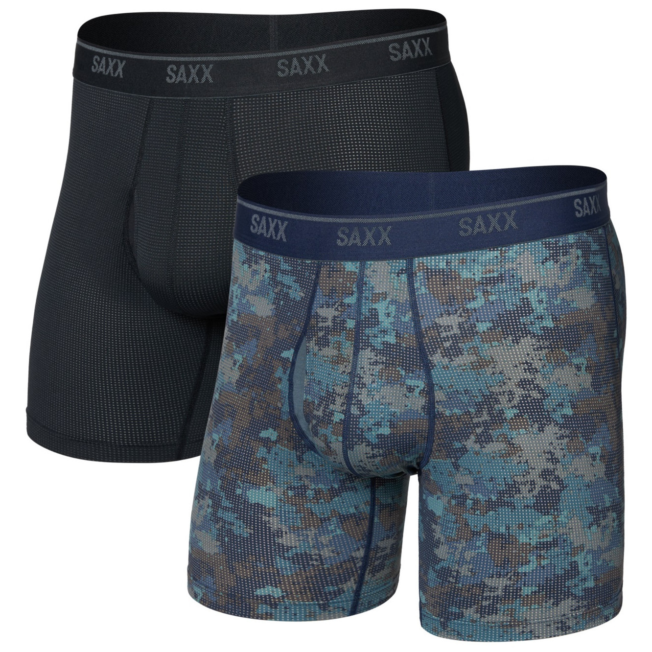 Męskie bokserki Saxx Quest Quick Dry Mesh Boxer Brief Fly 2Pk Rozmiar: M / Kolor: niebieski/czarny
