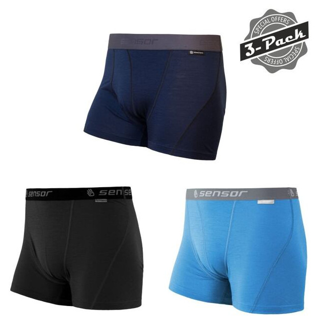 Spodenki męskie Sensor Merino Active 3 Pack Rozmiar: L / Kolor: czarny/niebieski