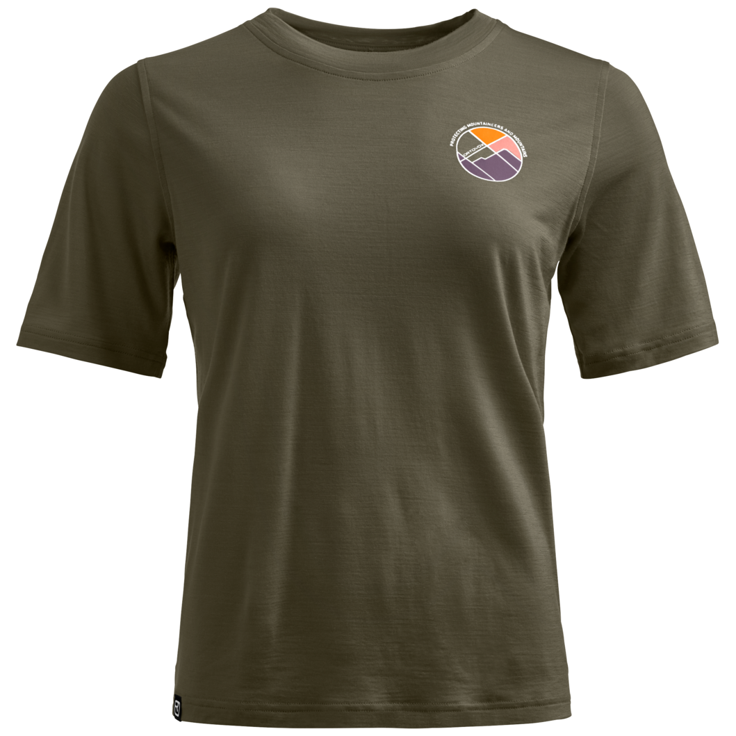 Koszulka damska Ortovox 140 Cool Round Landscape T-shirt Rozmiar: S / Kolor: ciemnozielony