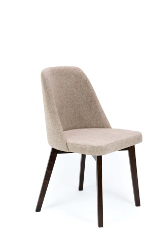 Flavio 1 krzesło tapicerowane beżowe nogi orzech