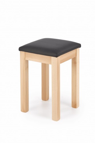 Taboret tapicerowany czarny nogi buk naturalny