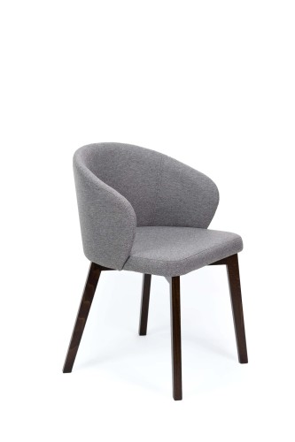 Flavio 5 krzesło tapicerowane szare nogi orzech