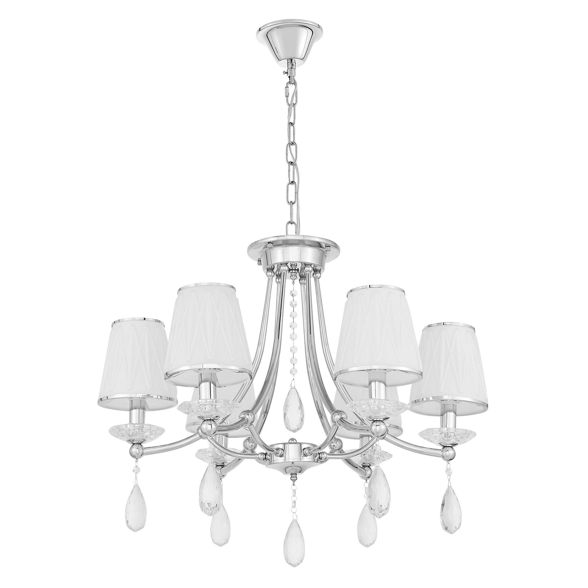 DOMINNI W6 żyrandol klasyczny chrom ze szklanymi kloszami i kryształowymi elementami 6xE14