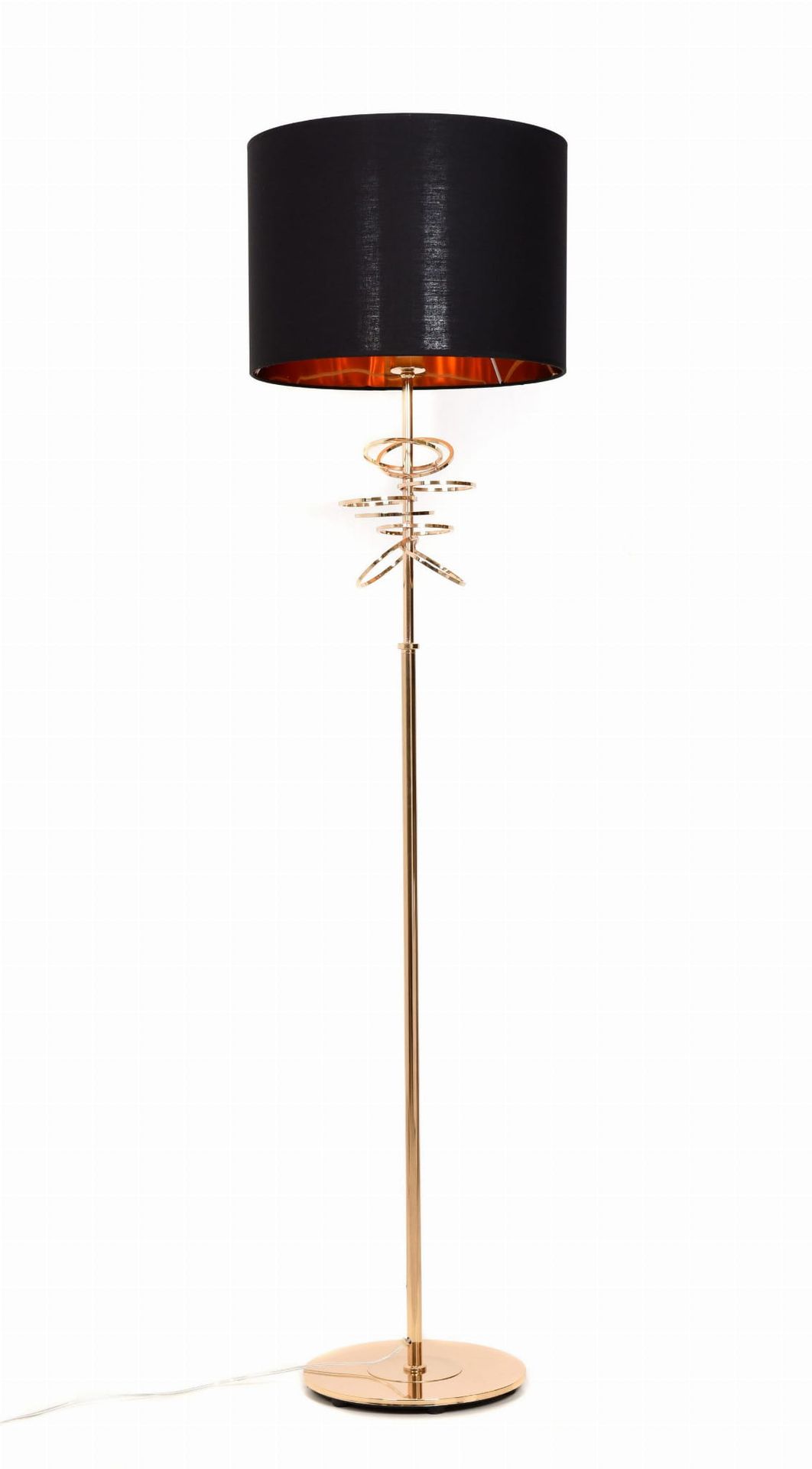 Lumina Deco MILARI elegancka lampa stojąca złota z czarnym abażurem styl glamour