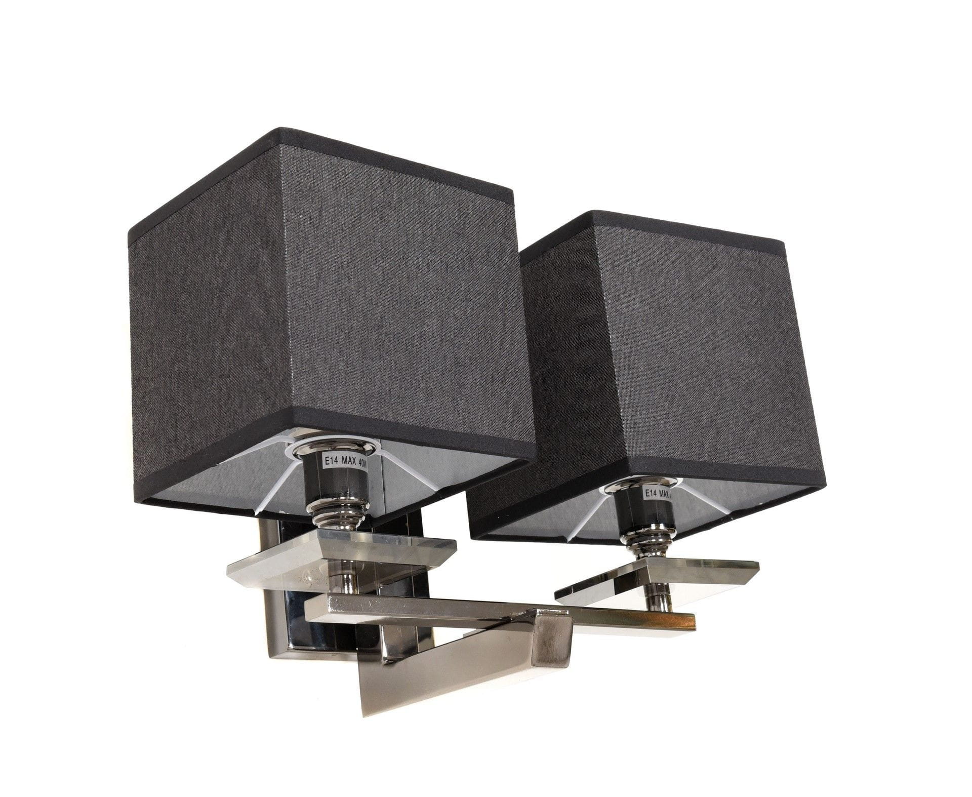 FIANELO W2 kinkiet chrom z czarnym abażurem 2xE14