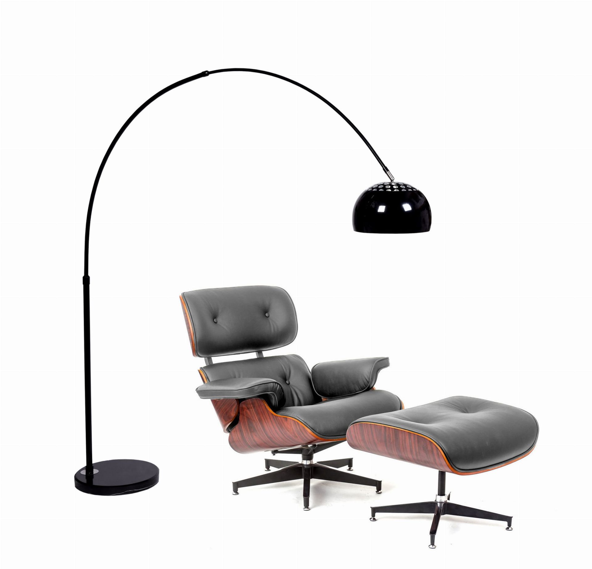 Lumina Deco AZURRO C1 lampa podłogowa czarna na wysięgniku z granitową podstawą E27