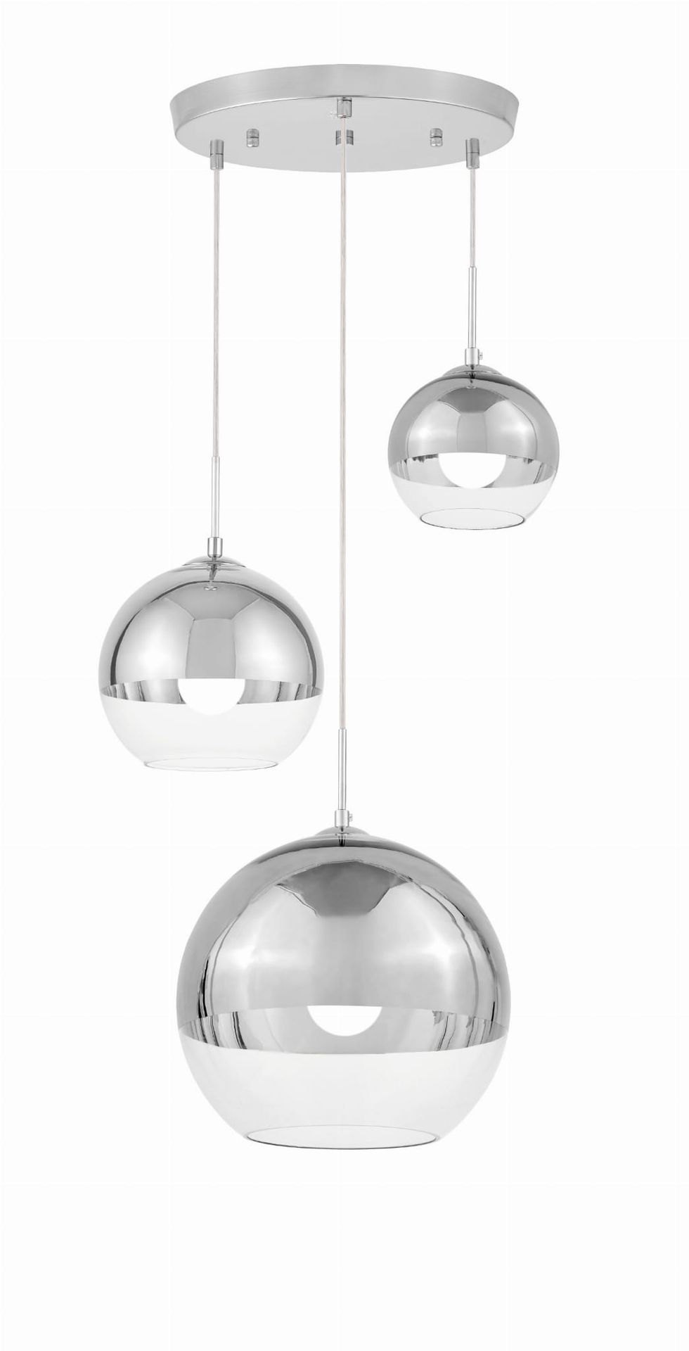 VERONI TRIO lampa wisząca potrójna szklane kule chrom 3xE27