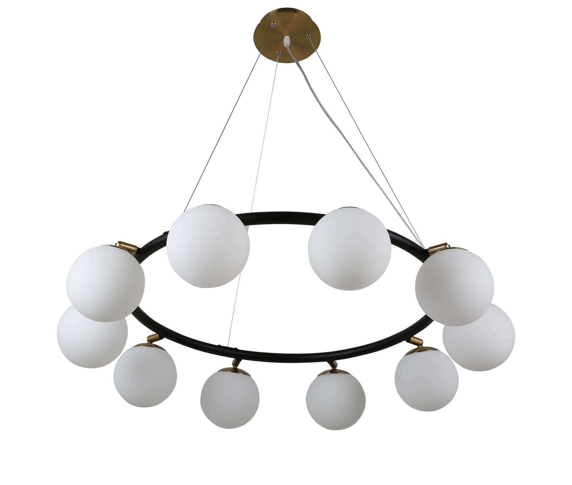 MODICA W10 lampa wisząca z regulowanymi kloszami czarno-mosiężna 10xG9