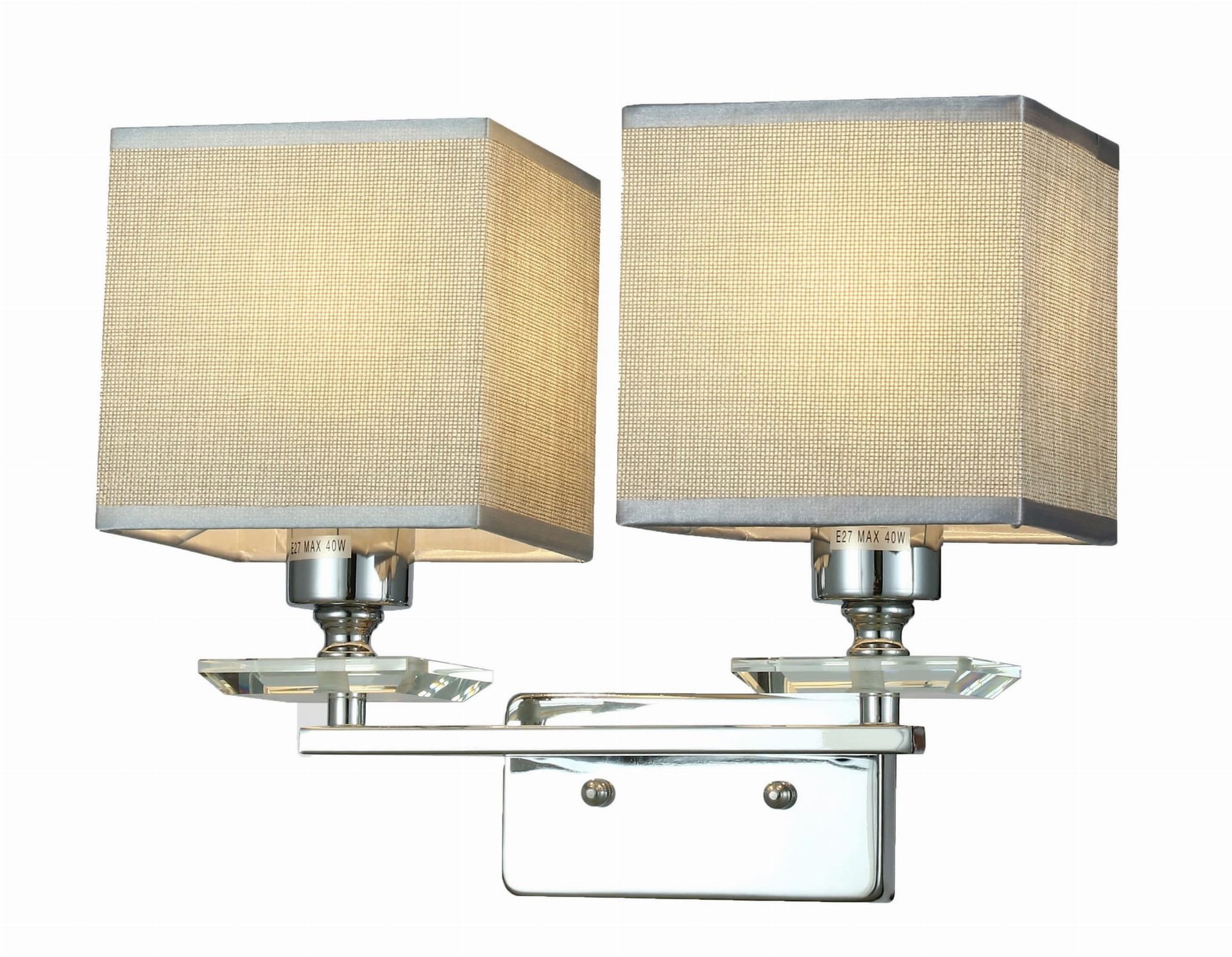 LINIANO W2 nowoczesny kinkiet chromowany z szarymi abażurami 2xE14