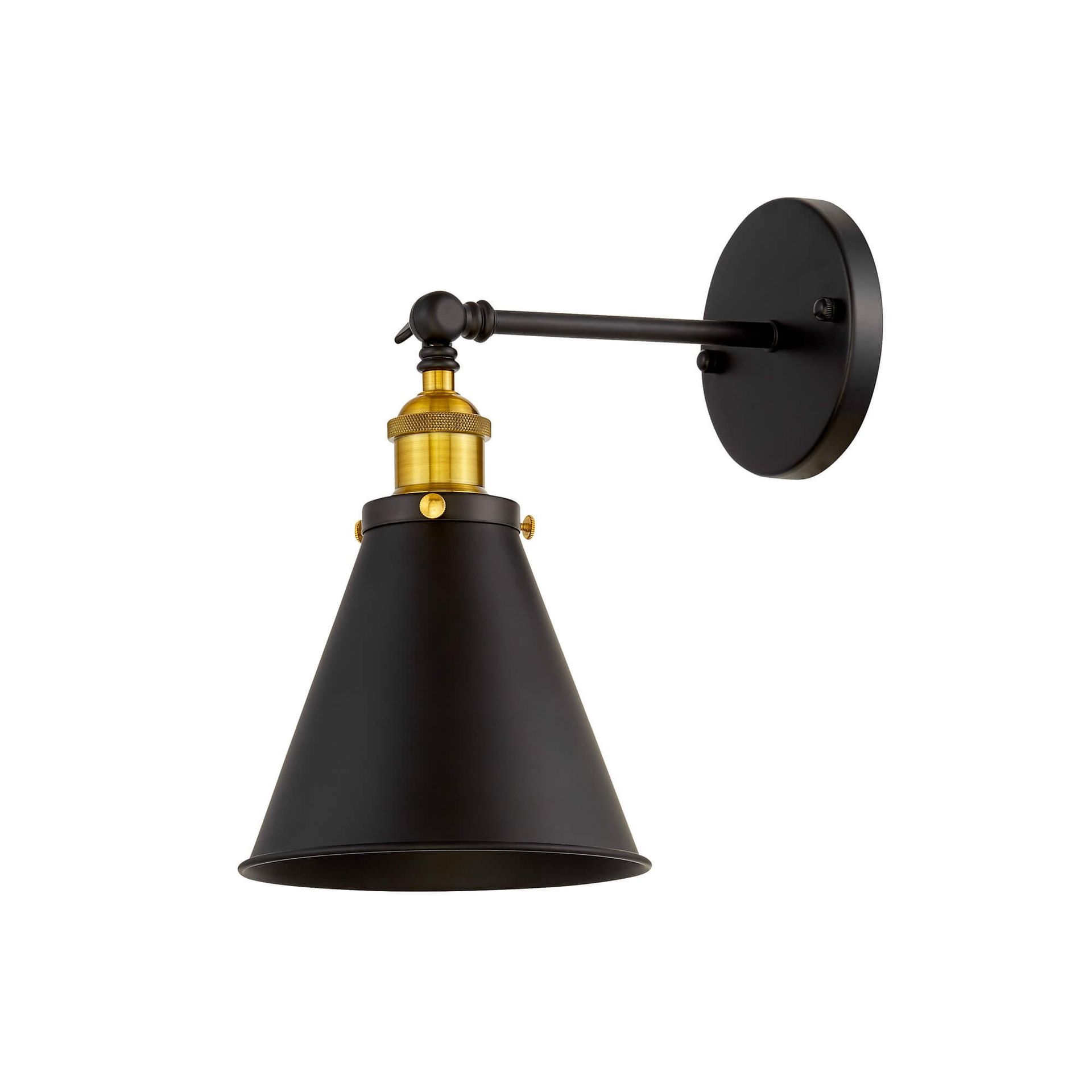 RUBI W1 kinkiet loftowy czarny regulowany z dodatkiem złota E27