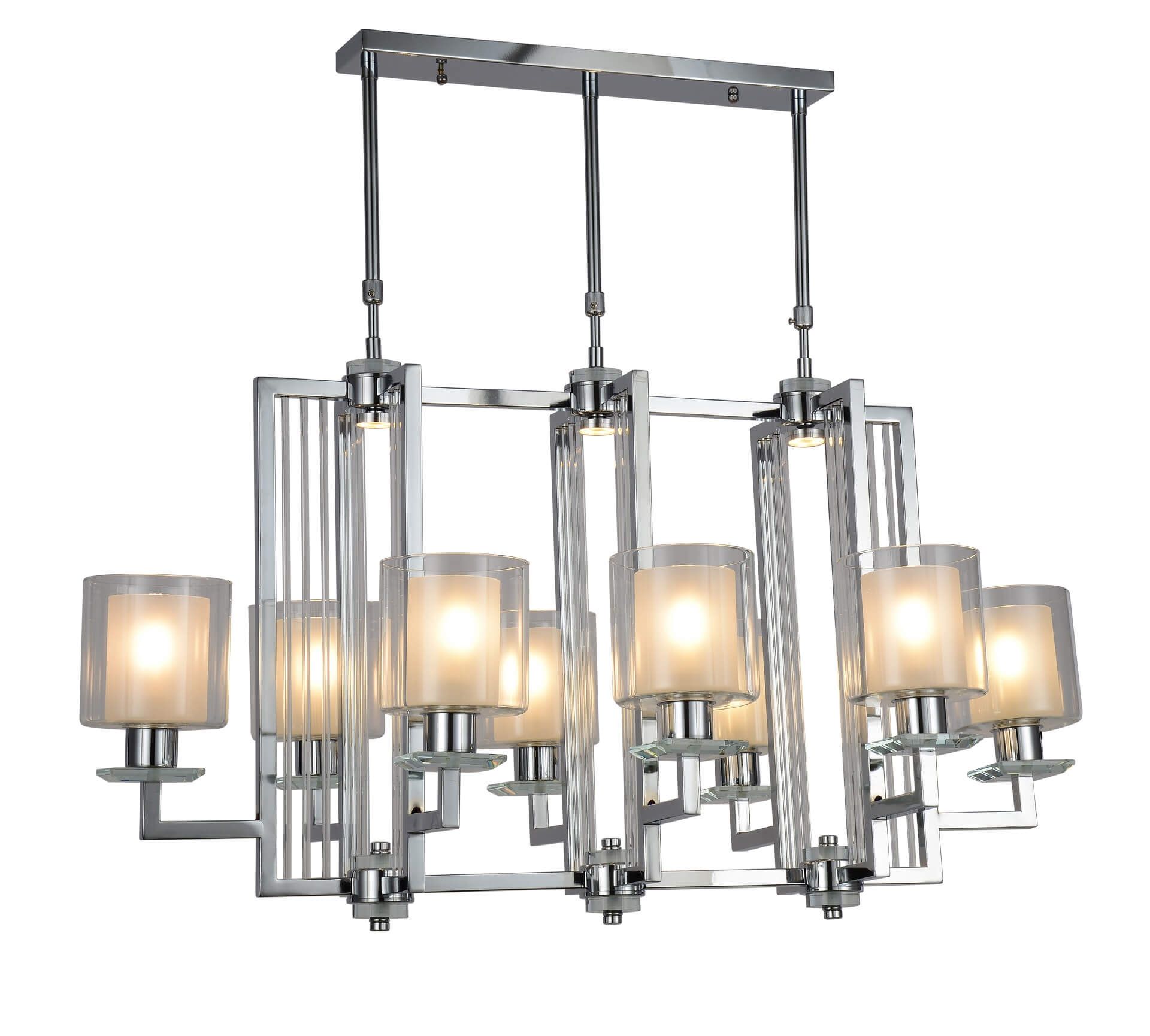 MANHATTAN PRO elegancki żyrandol chromowany ze szklanymi rurkami ozdobnymi 8xE27