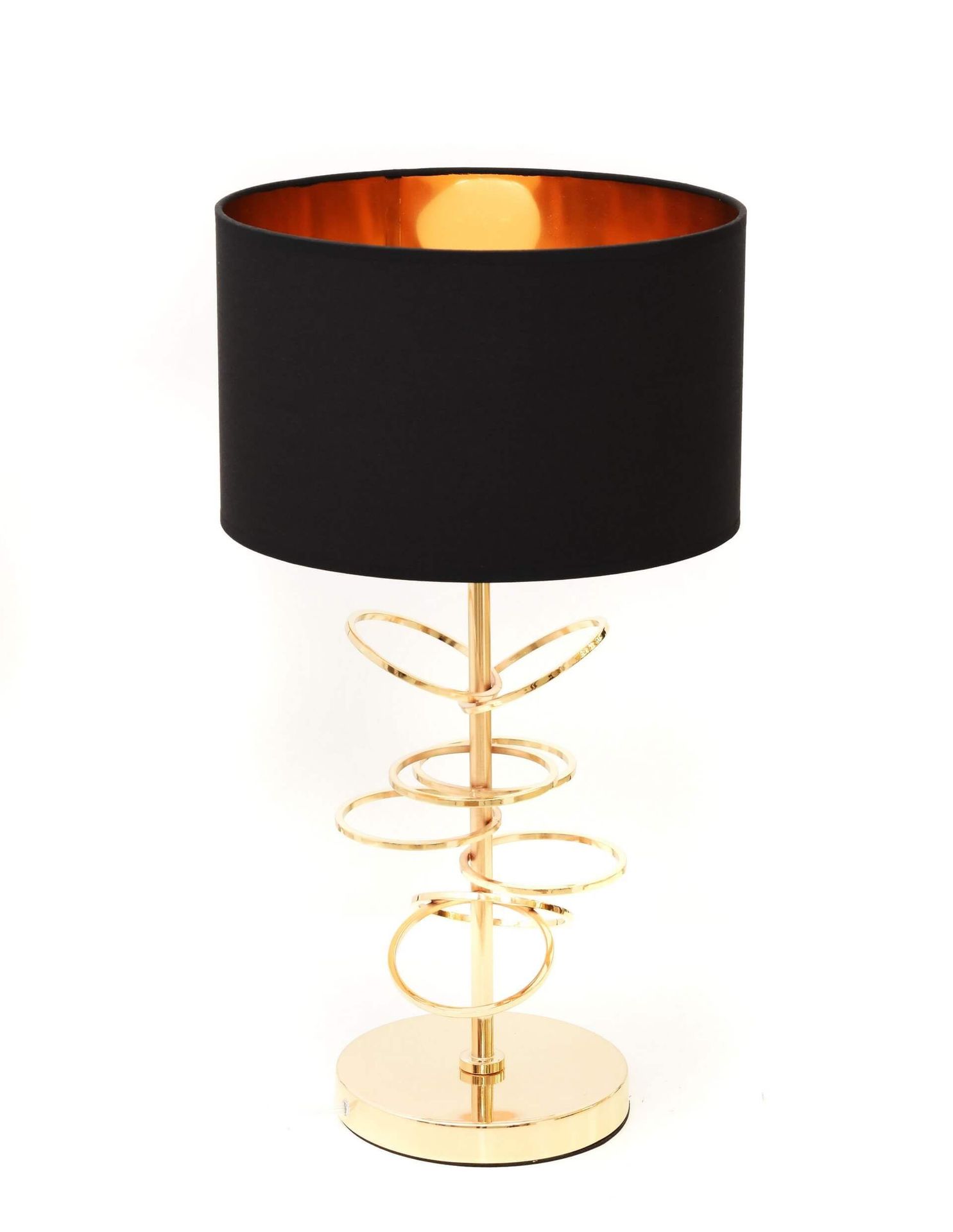 Lumina Deco MILARI elegancka lampa nocna złota z czarnym abażurem styl glamour