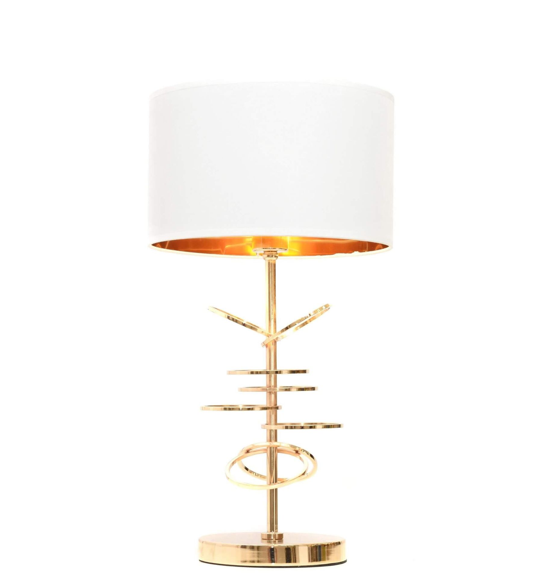 Lumina Deco MILARI elegancka lampa nocna złota z białym abażurem styl glamour