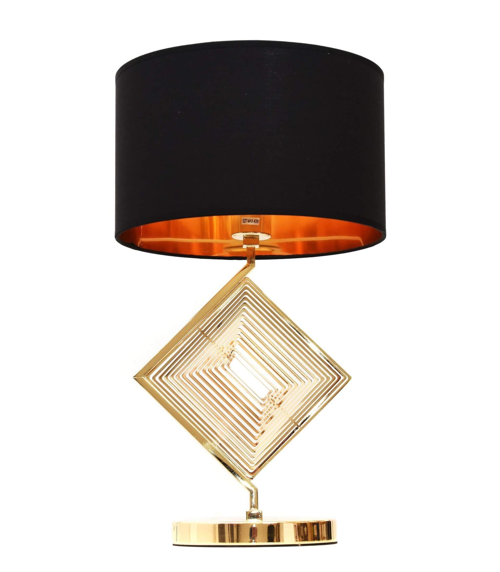 Lumina Deco BENARDI stylowa elegancka lampa stołowa złota z czarnym abażurem o złotym wnętrzu