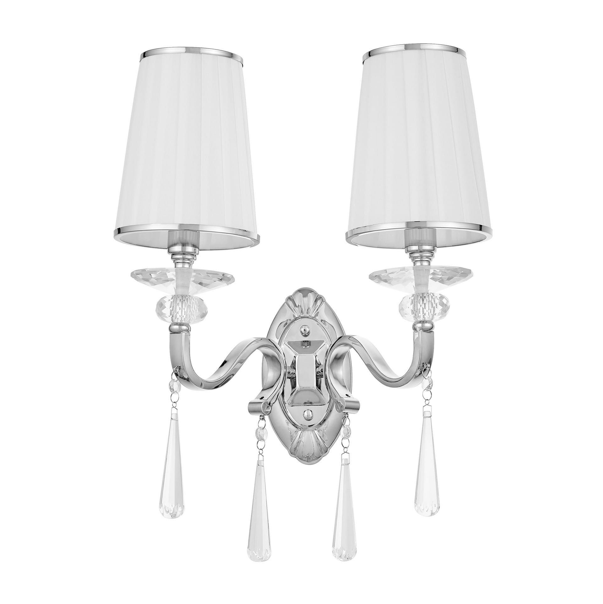 FEDERRICA W2 elegancki kinkiet chromowany z kryształowymi wisiorkami 2xE14