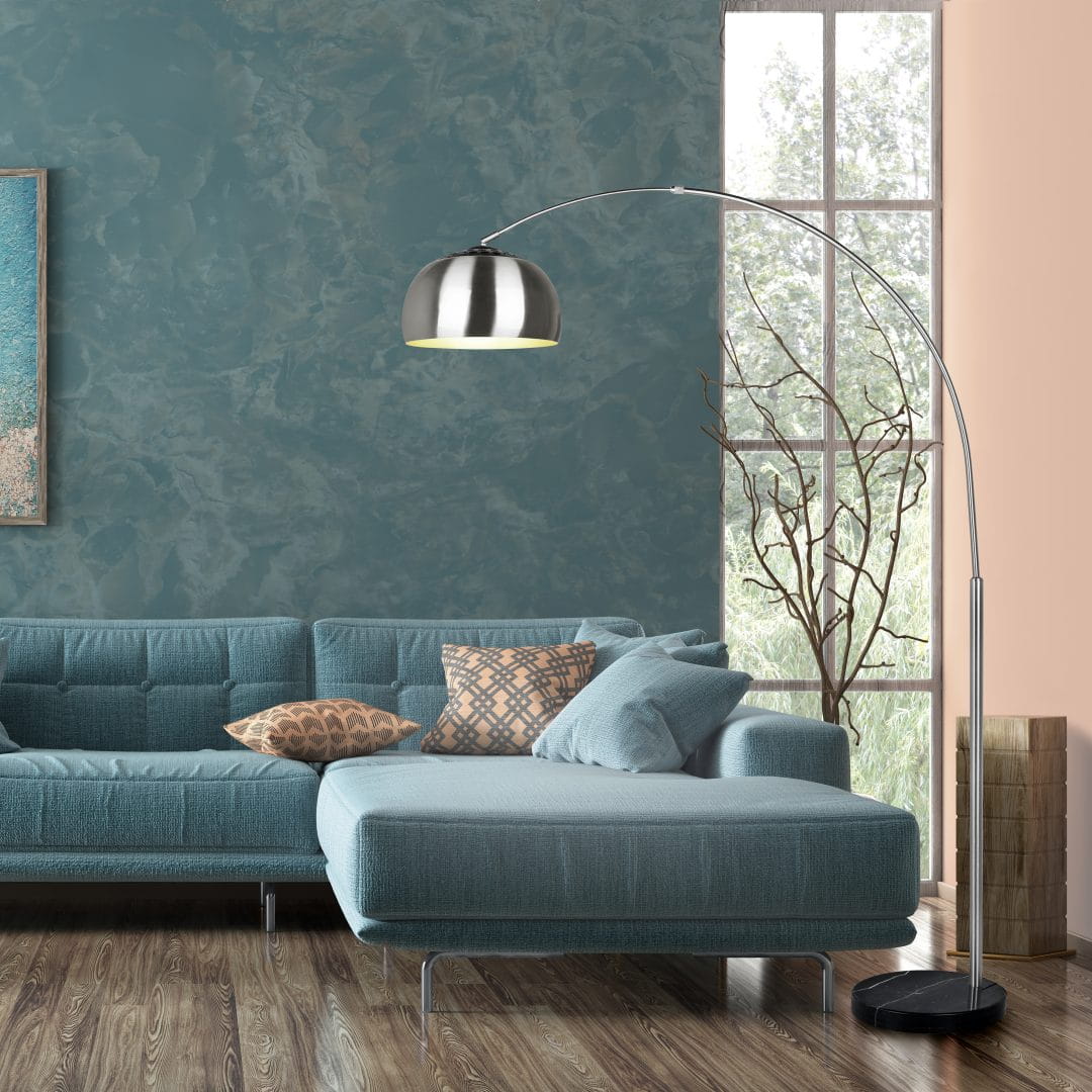 Trio ARGENTINA 411700107 lampa podłogowa łuk nikiel mat podstawa czarny marmur 1xE27 regulowana