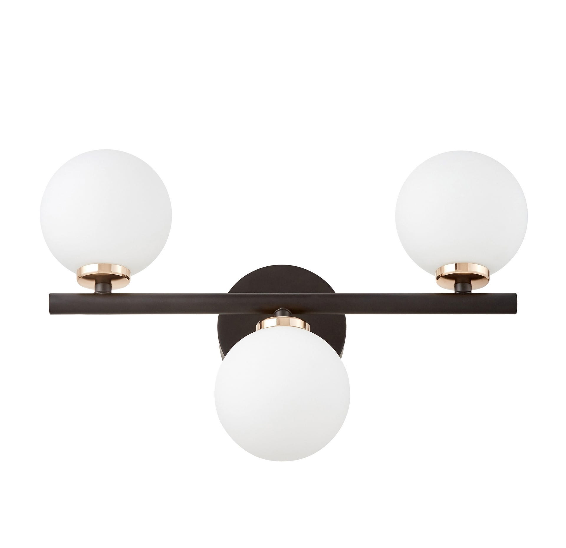 MARSIADA W3 kinkiet czarno-złoty z mlecznymi kulkami 3xG9