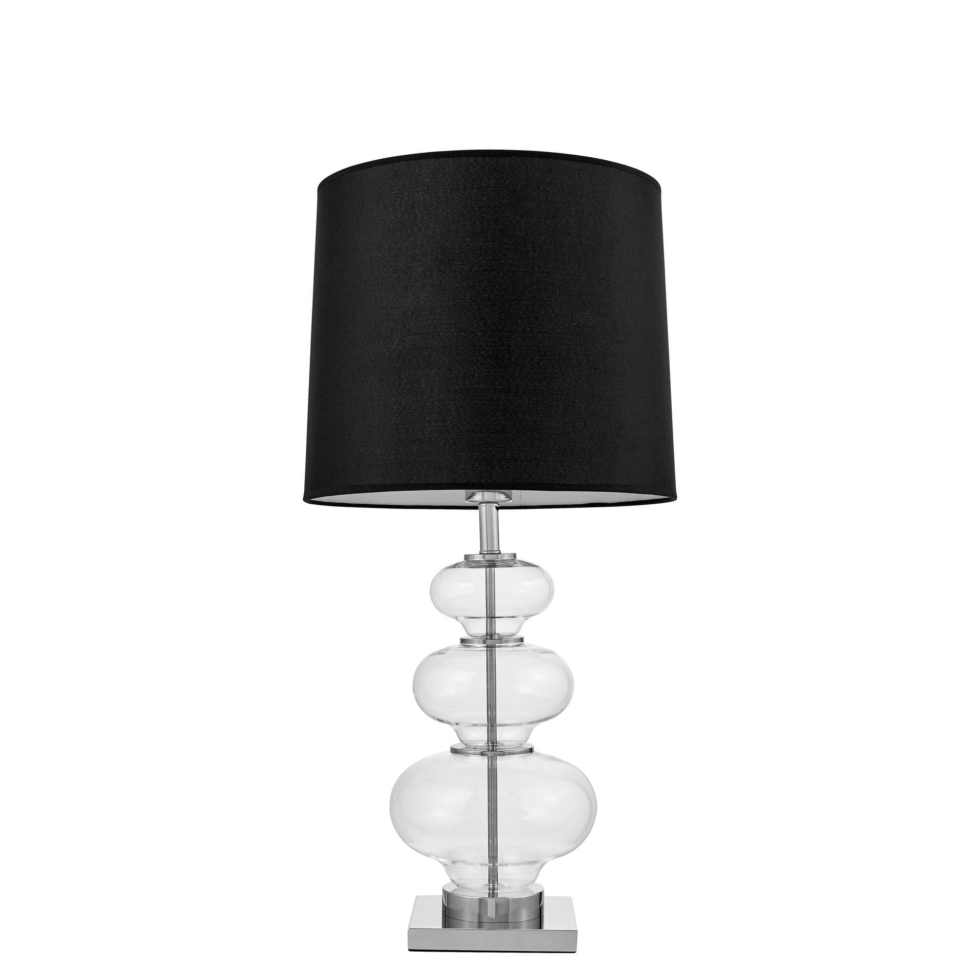 Lumina Deco BRISTON lampa nocna glamour chrom szkło przezroczyste abażur czarny E27