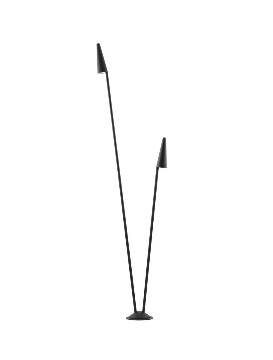 Luces Exclusivas CUAUTLA LE71464 Lampa ogrodowa stojąca Elegancka dwuramienna konstrukcja aluminiowa z kloszami w kształcie stożków