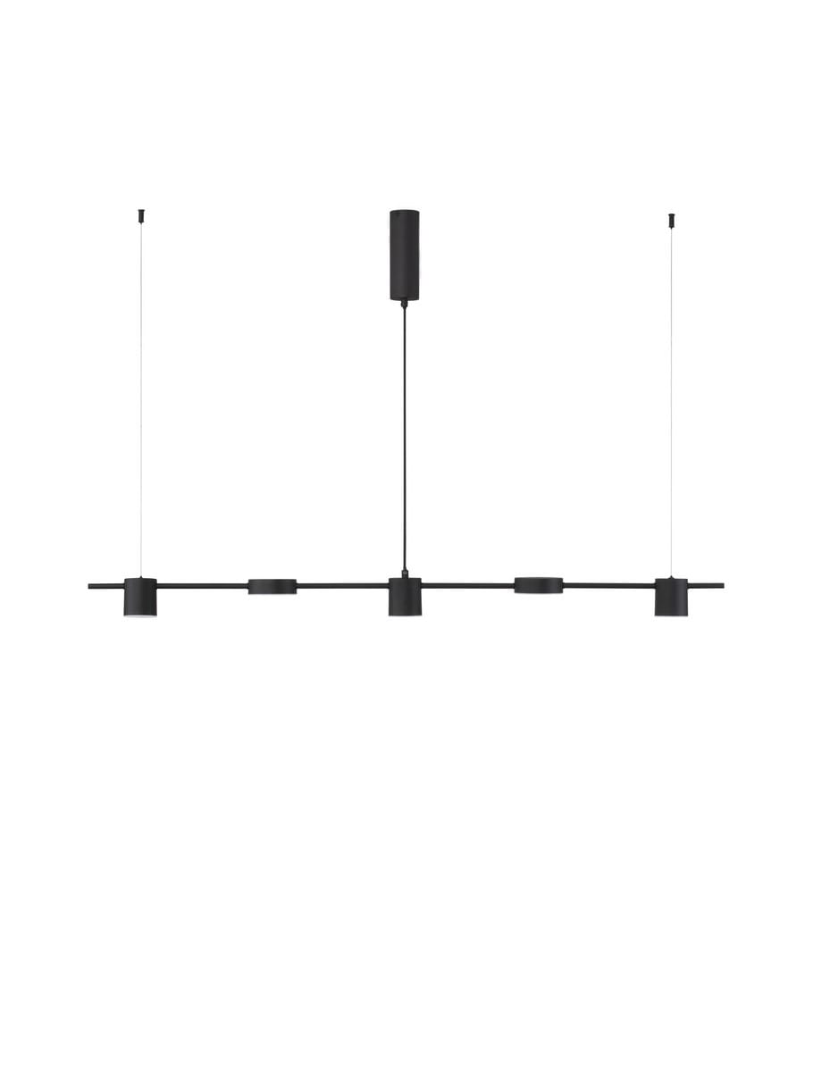 Luces Exclusivas ABEL LE43206 Czarna lampa wisząca LED o cylindrycznym kształcie z pięcioma źródłami światła regulowana zewnętrznym ściemniaczem