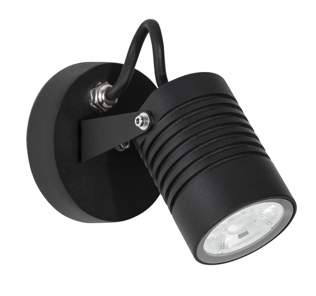 Luces Exclusivas CUMANAYAGUA LE71564 Kinkiet zewnętrzny aluminiowy cylindryczny czarny o wysokim stopniu ochrony IP65