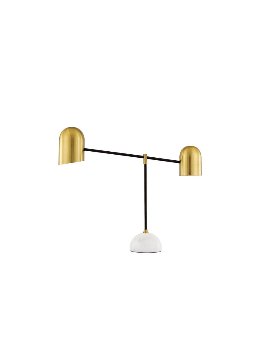Luces Exclusivas ABASOLO LE43736 Lampa stołowa Dwu-punktowa Złota z Marmurową Podstawą