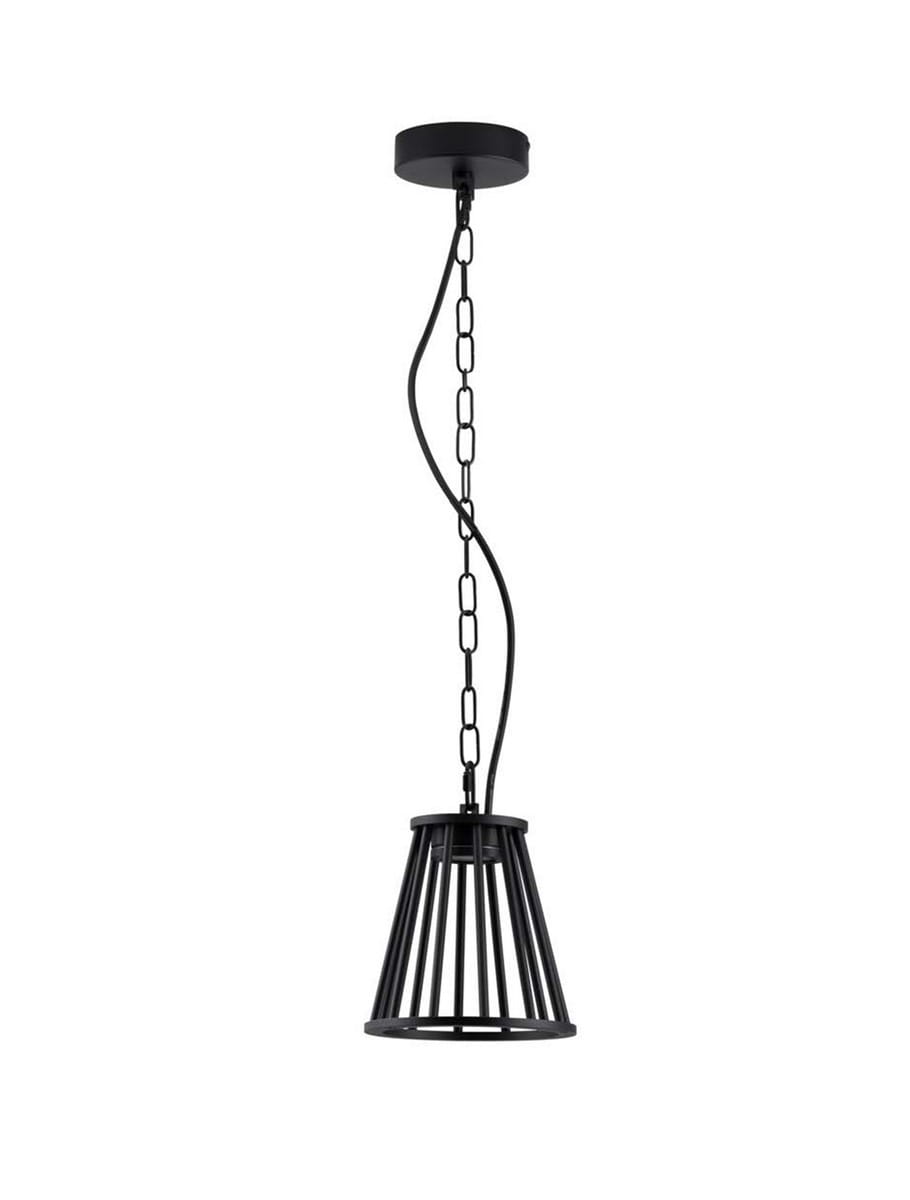 Luces Exclusivas ACEVES LE73511 Lampa wisząca zewnętrzna czarna z aluminiowym kloszem o prążkowanym kształcie