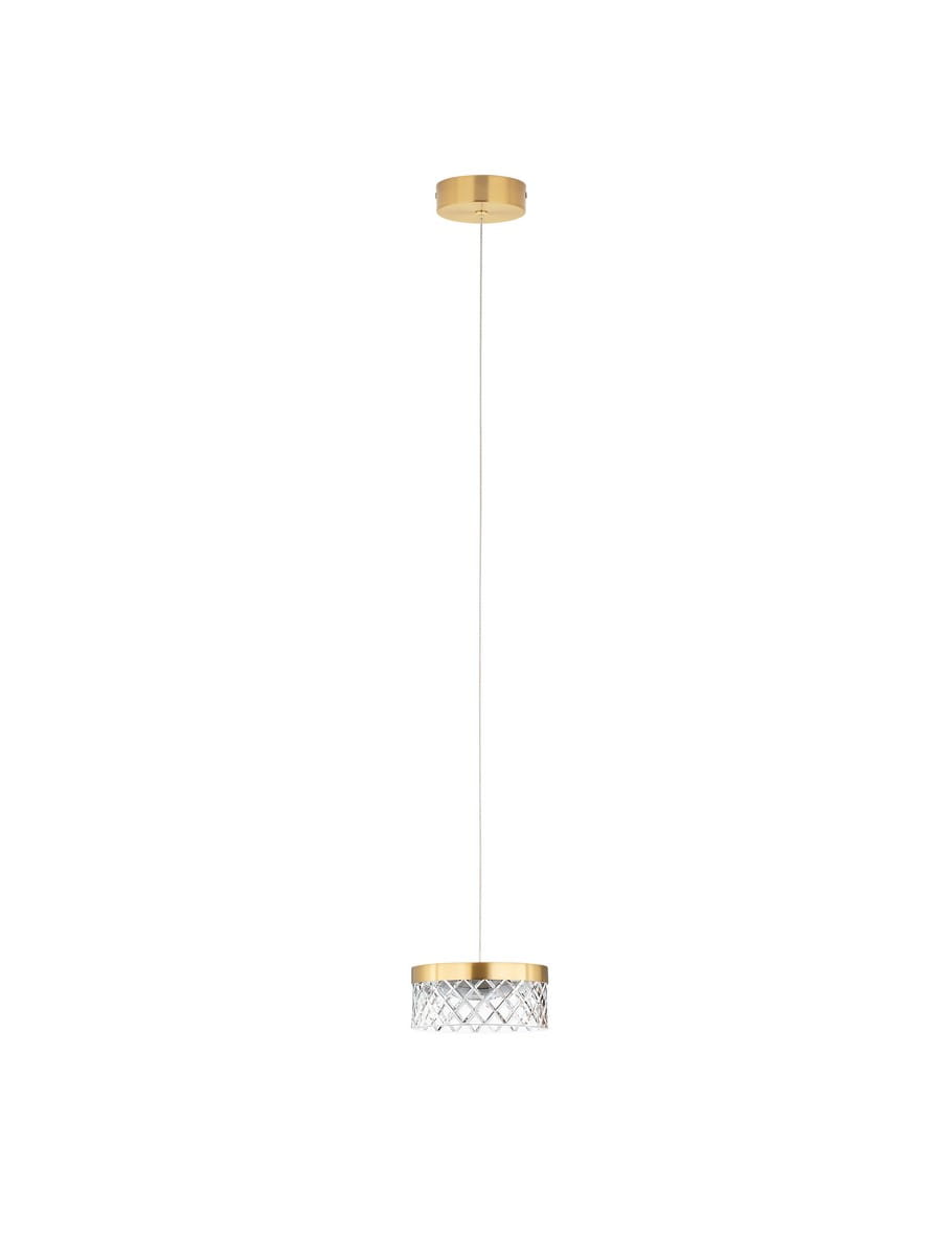 MINEROS LE44581 Lampa wisząca LED złota z akrylowym cylindrycznym kloszem