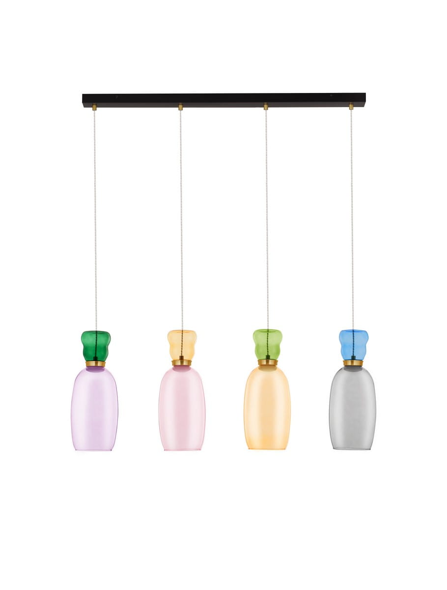 PERENE LE44469 Lampa wisząca LED z czterema kolorowymi kloszami w kształcie butelek