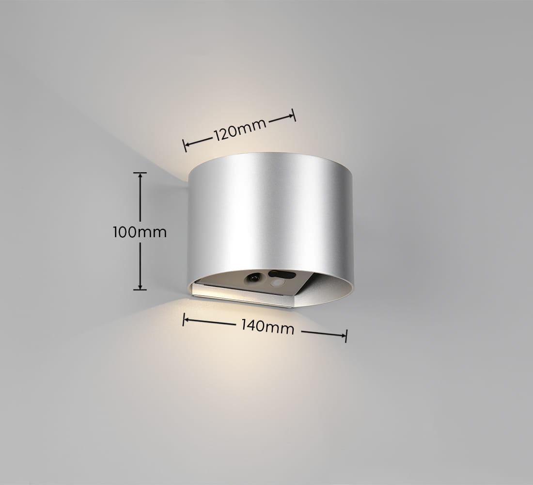 RL Light GENIE R24161687 bateryjny kinkiet zaokrąglony szary IP44 LED 2x1W ładowanie USB-C