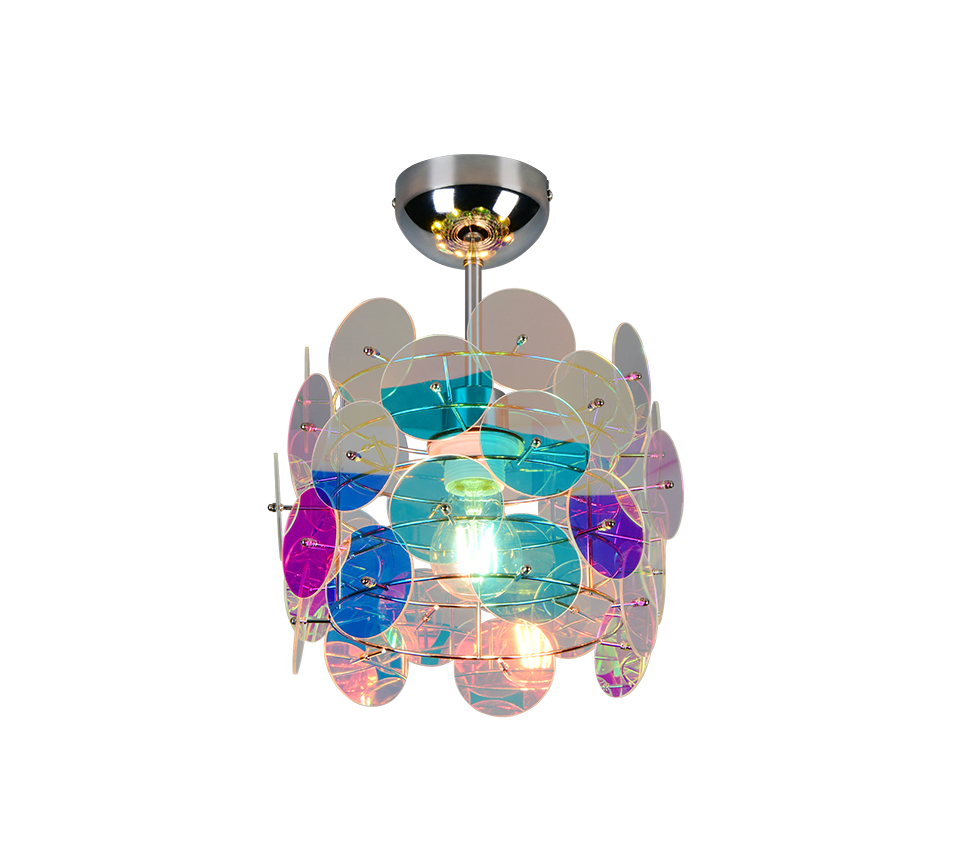 IRIDE R66711053 lampa sufitowa mieniąca się kolorami tęczy opalizująca 1xE27 wykończenie chrom