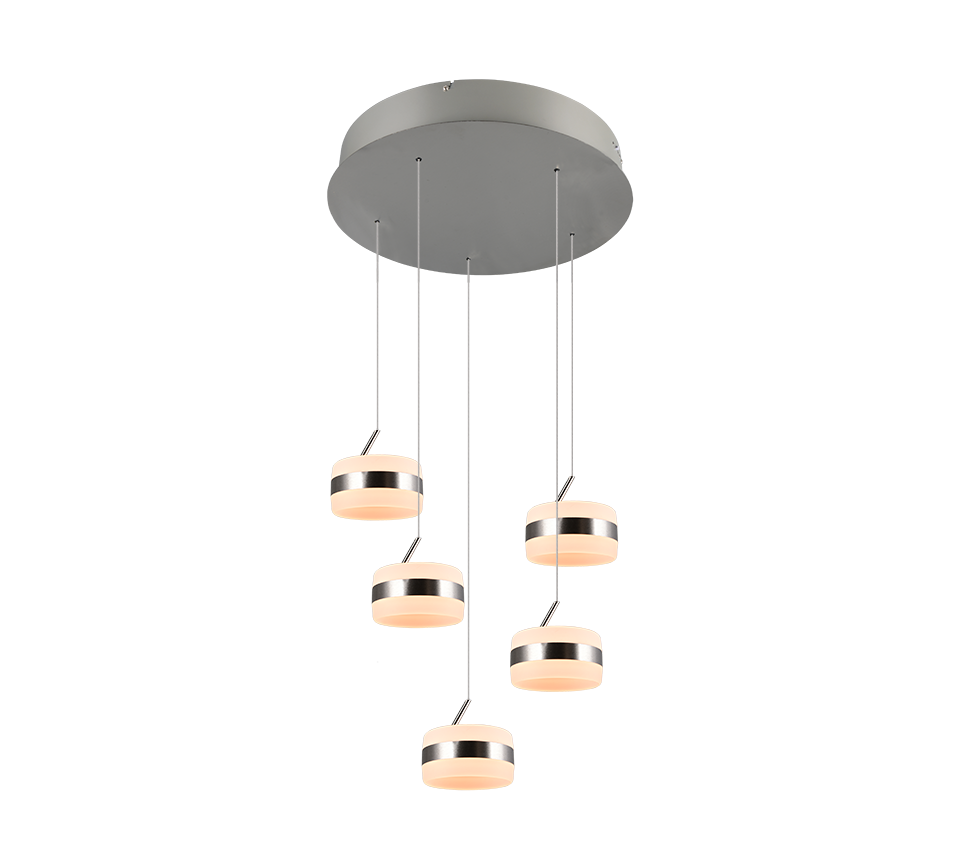 DIOS 331430507 lampa wisząca kaskada nikiel mat LED 5x8W CCT Switch Dimmer