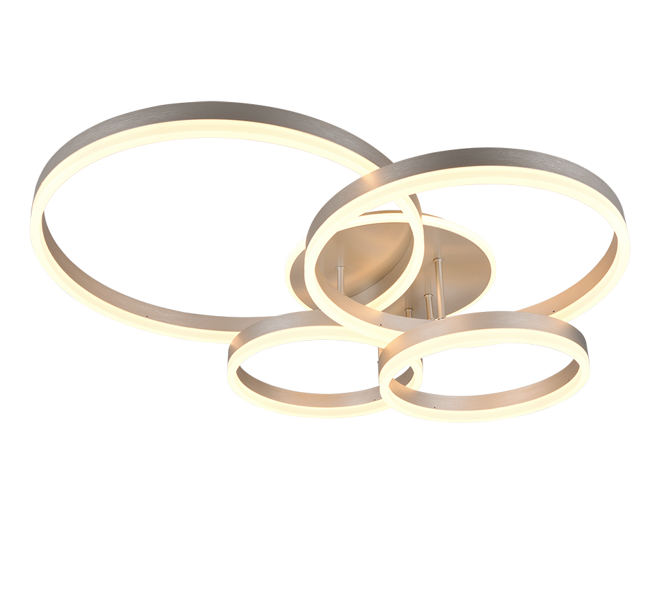 DRAKE 632210407 plafon duże ringi nikiel mat LED 50W 2700-6500K Switch Dimmer lub sterowanie pilotem