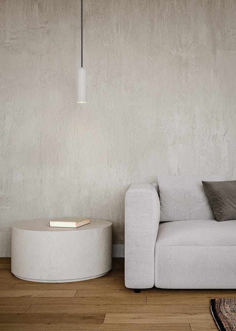 SOKA 367700176 lampa wisząca ciepły szary ryflowana tuba 1xGU10