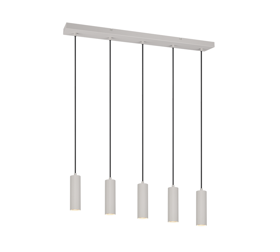 SOKA 367700576 lampa wisząca ciepłoszare ryflowane tuby 5xGU10