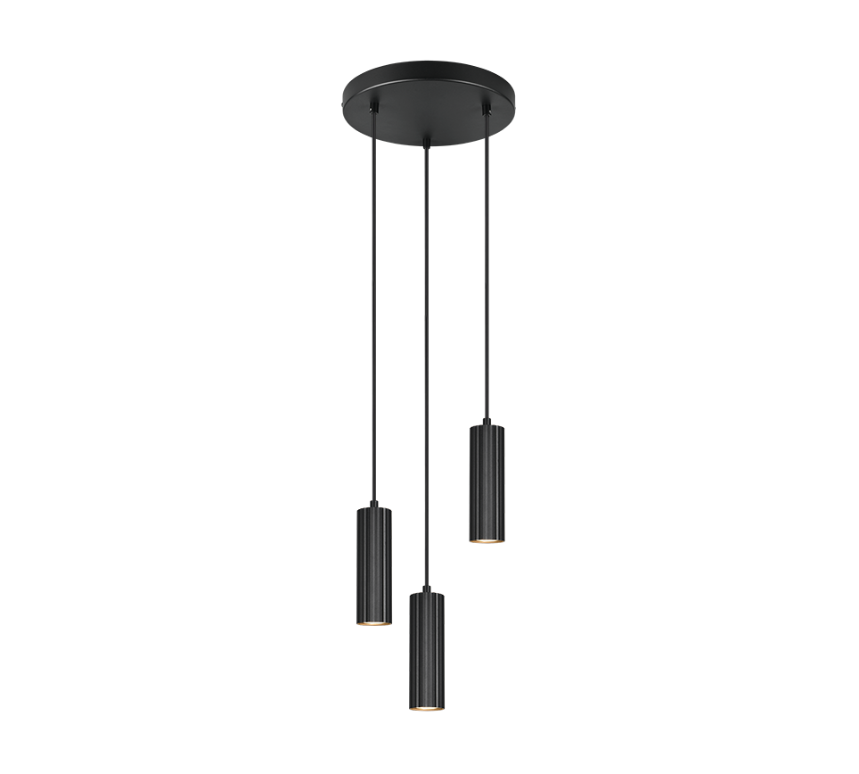 SOKA 367730332 lampa wisząca kaskada czarne ryflowane tuby 3xGU10
