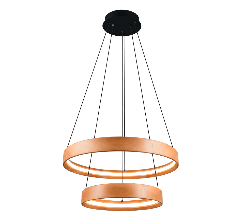 LYNWOOD 355039130 lampa wisząca drewniane obręcze fi 60cm / 40cm LED 28W 3stepDIM wykończenie czarne