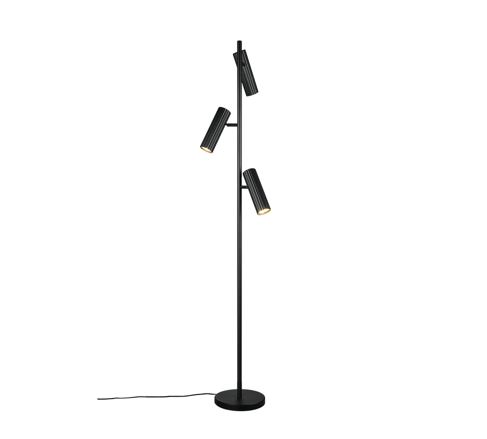 SOKA 467700332 lampa stojąca czarne ryflowane tuby 3xGU10 regulowane