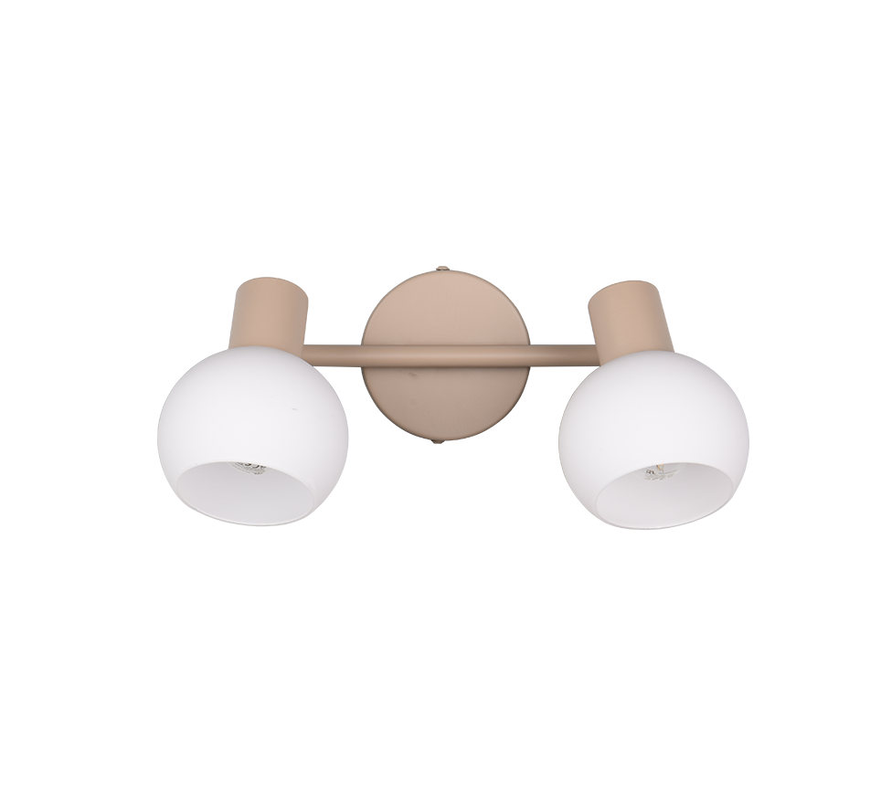 BOBA R86372043 lampa ścienna sufitowa ciepły beż z białymi szklanymi kloszami 2xE14 regulowana