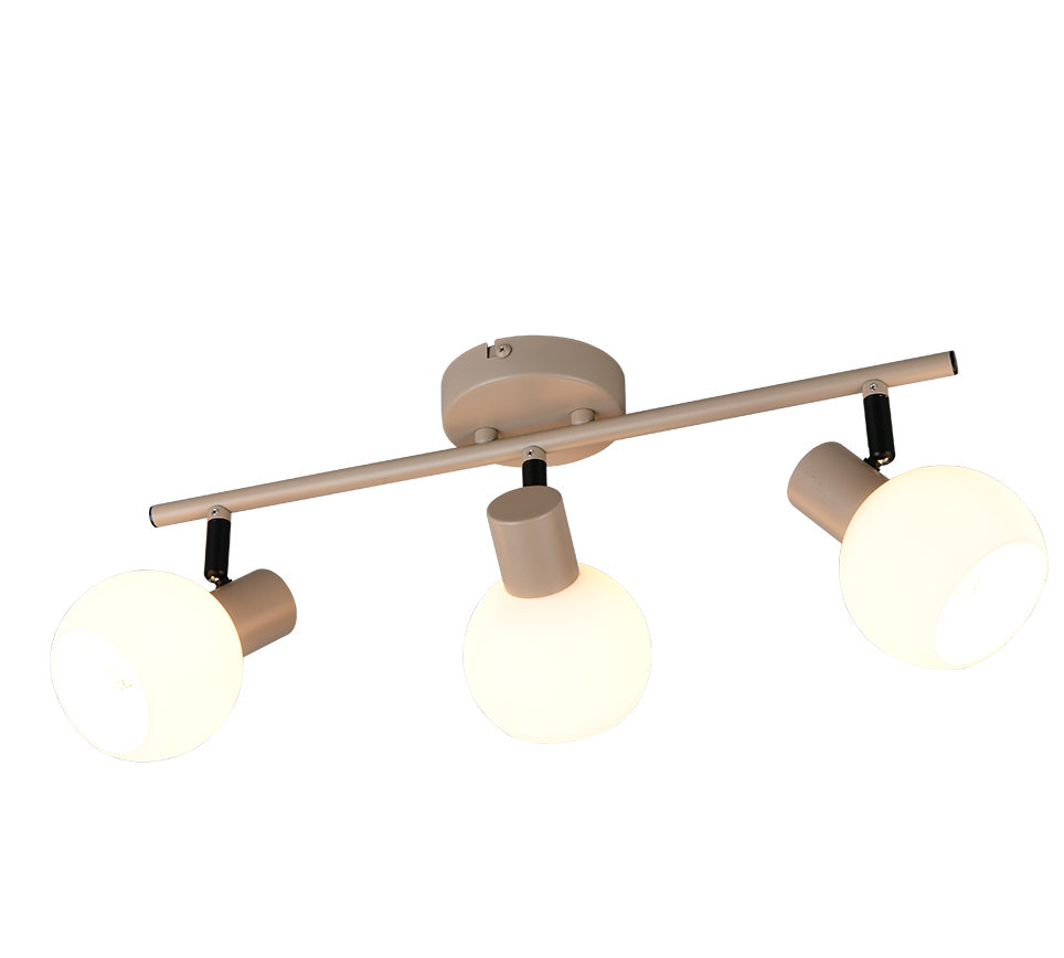 BOBA R86373043 lampa ścienna sufitowa ciepły beż z białymi szklanymi kloszami 3xE14 regulowana