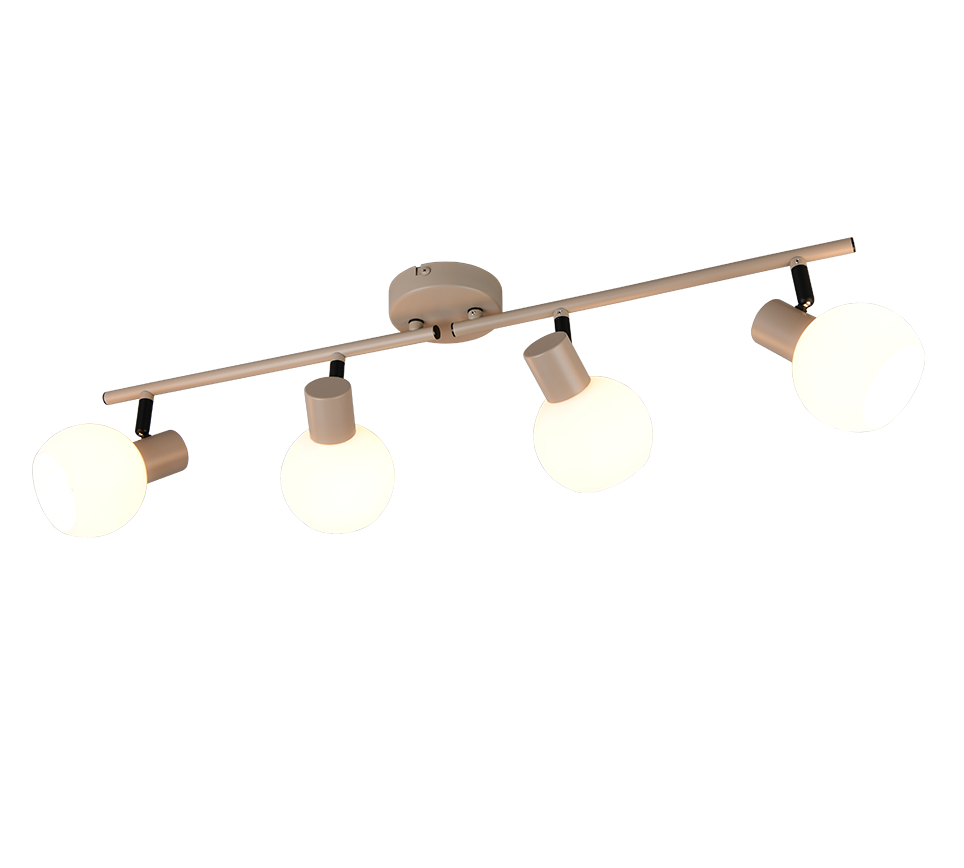 RL Light BOBA R86374043 lampa sufitowa ciepły beż z białymi szklanymi kloszami 4xE14 regulowana