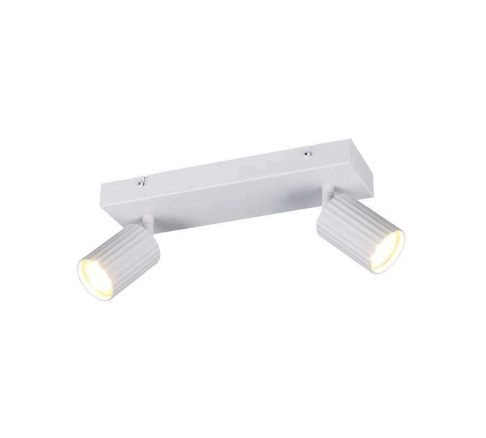 SOKA 867700231 listwa ze spotami białe ryflowane tuby 2xGU10