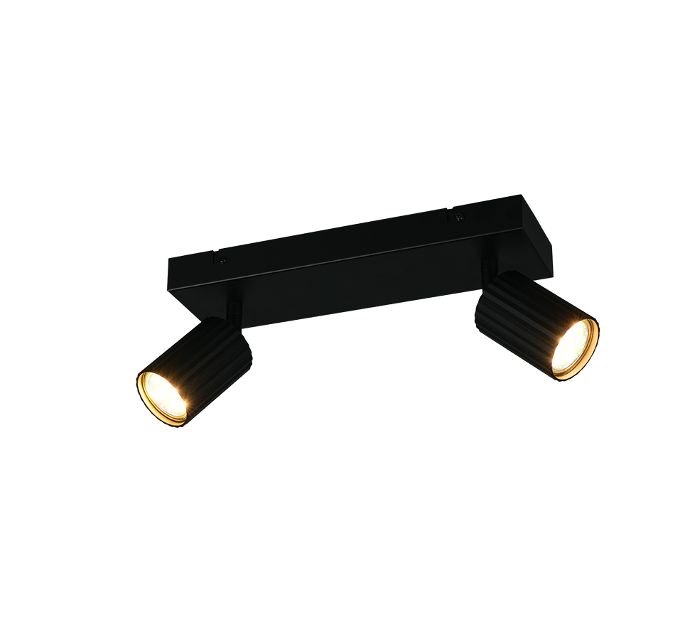 SOKA 867700232 listwa ze spotami czarne ryflowane tuby 2xGU10