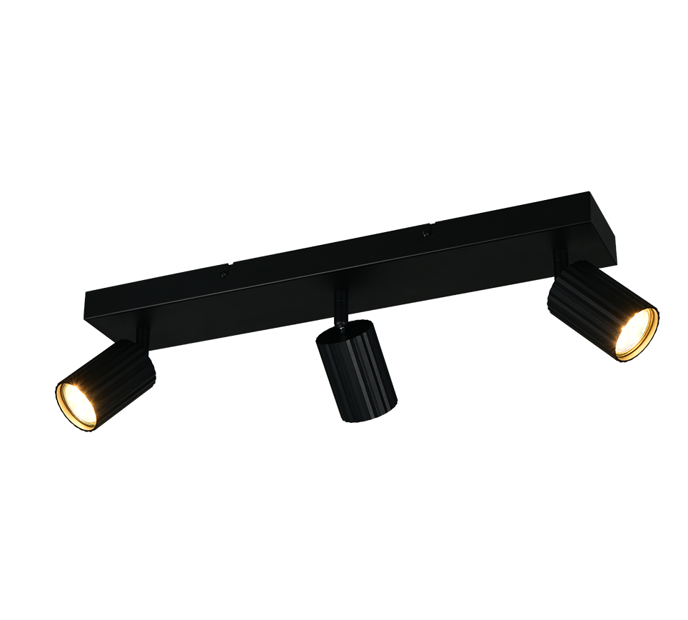 SOKA 867700332 listwa ze spotami czarne ryflowane tuby 3xGU10