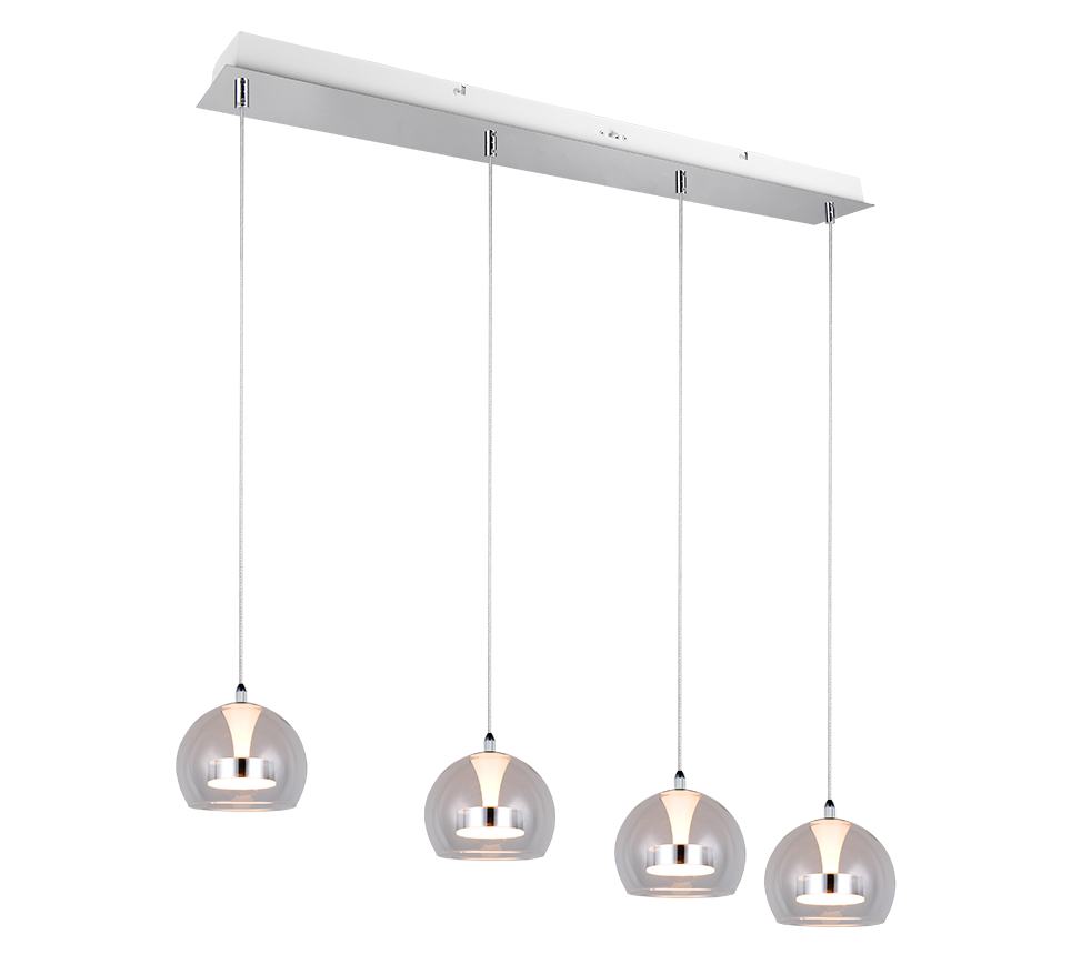 FLYNT 331610406 lampa wisząca szklana na listwie LED 4x8W CCT 3stepDim wykończenie chromowe