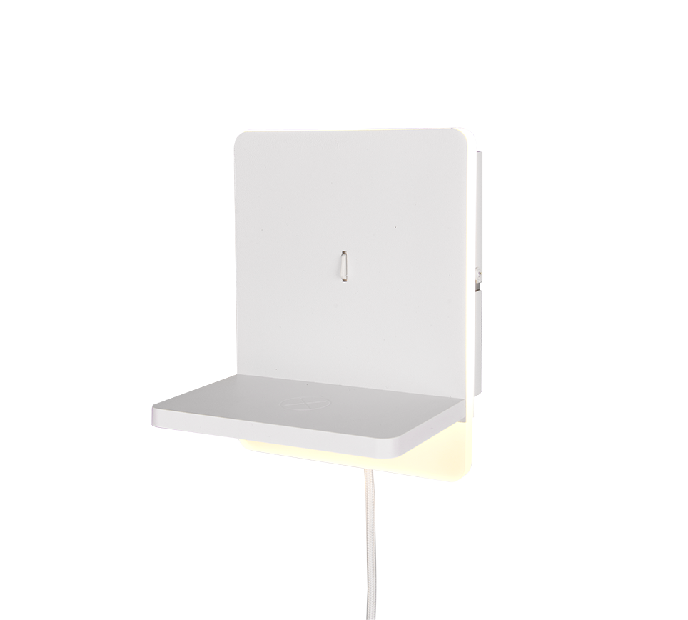 FAIRFIELD 248670131 biała lampa ścienna z półką na telefon i ładowarką indukcyjną USB / USB-C LED 9W DIM 3000K