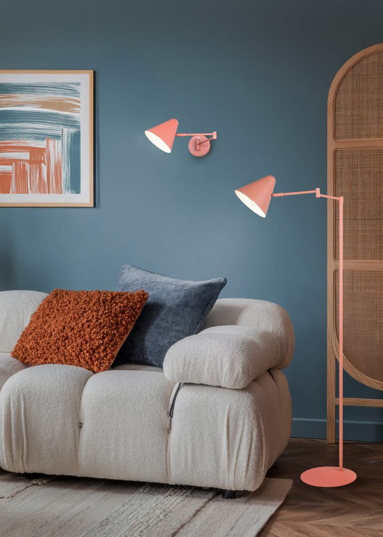 Trio COSIMA 463900140 lampa stojąca regulowana morelowa 1xE14 łamane ramię