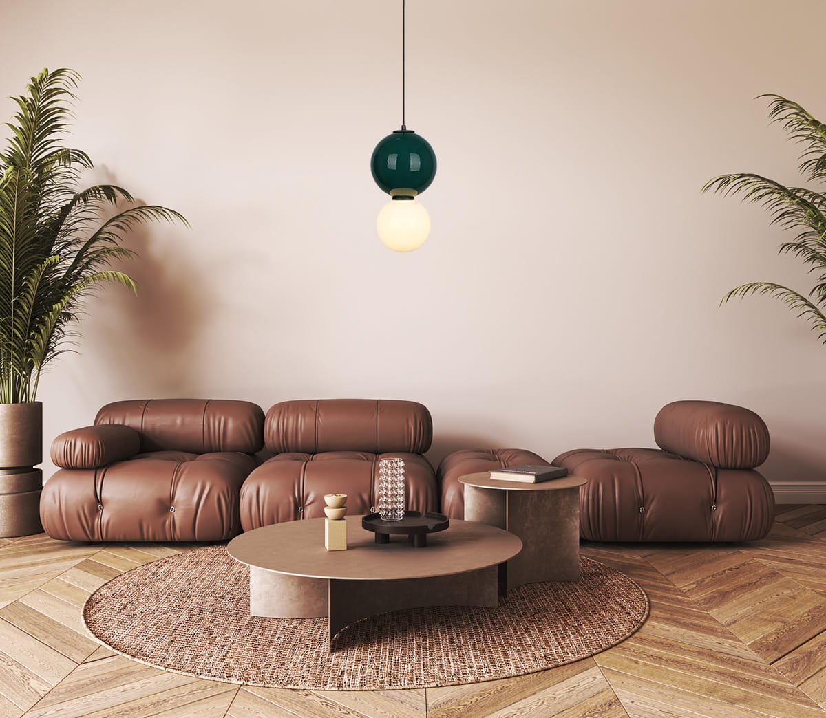 PIEVE PND-95221-1M-GRN lampa wisząca ceramiczna kula zielona LED 18cm