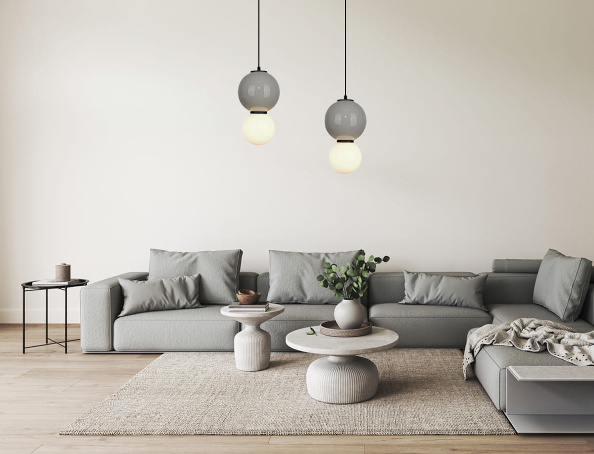 PIEVE PND-95221-1S-GR lampa wisząca ceramiczna kula szara LED 15cm