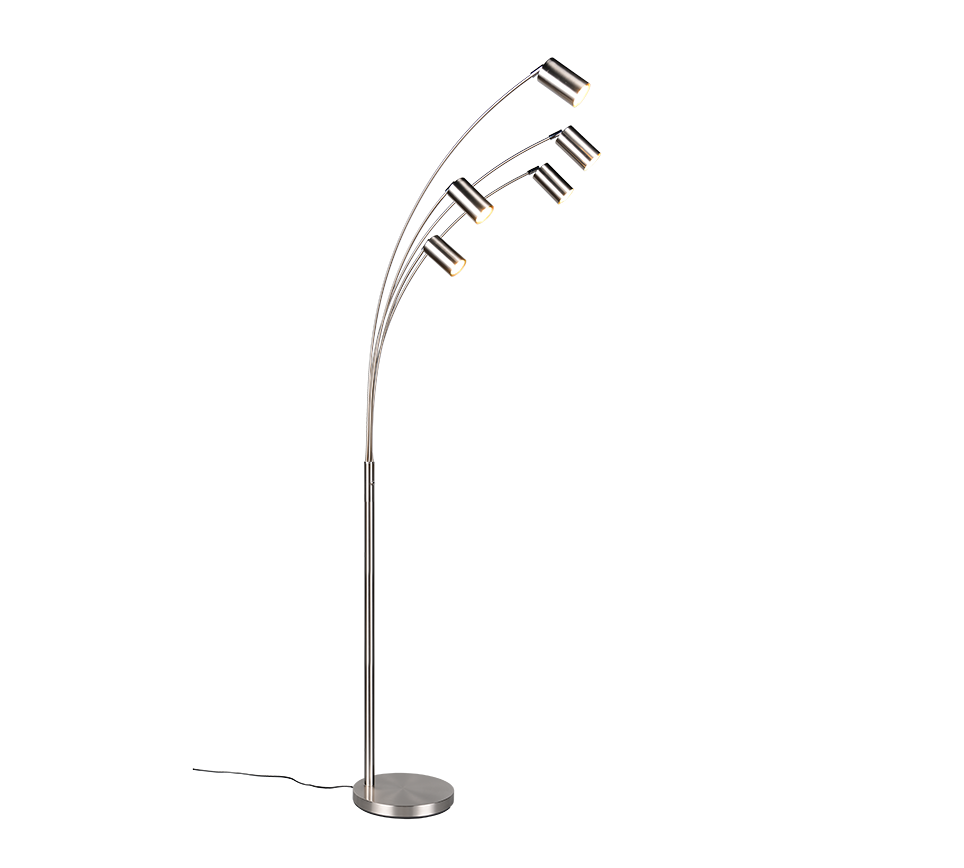 Trio MARLEY 412400507 lampa podłogowa nikiel mat wieloramienna regulowana 5xGU10